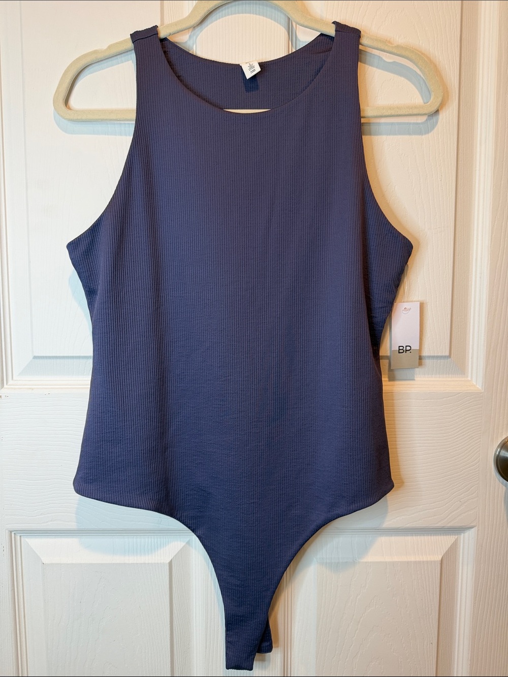 bp Sleeveless Ribbed Navy Bodysuit